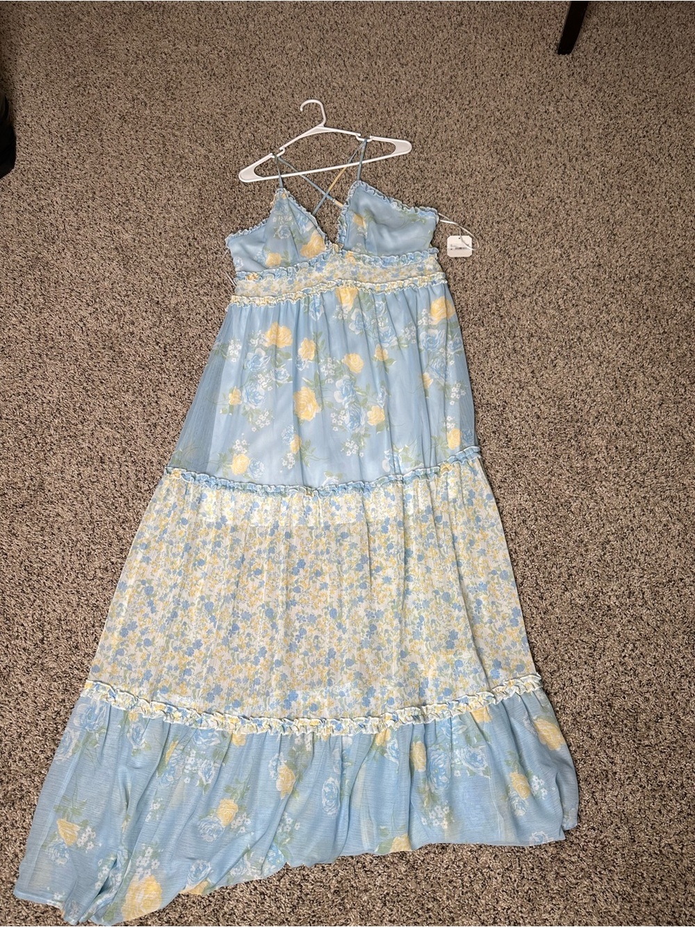 Altar'd State Light Blue and Yellow Floral Maxi Dress